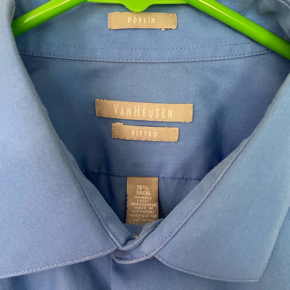 Van Heusen long sleeve button down shirt. Light blue. Size 16.5 34/35.